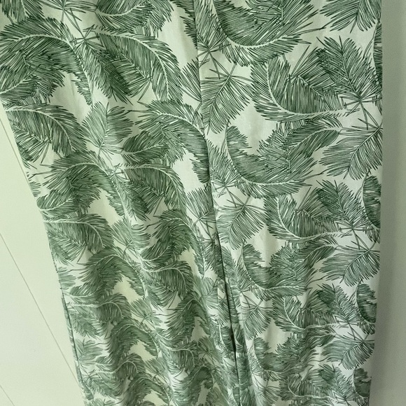 P. Cill Island In The Sun Linen Viscose Jumpsuit Green Leaf Print Size XL - Picture 10 of 16